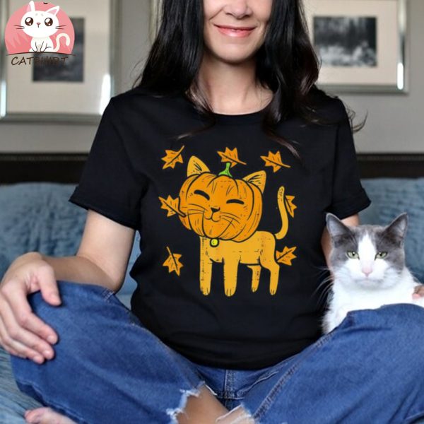 Cat Pumpkin Cute Halloween Fall Autumn Thanksgiving Shirt