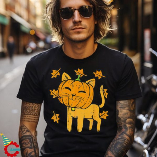 Cat Pumpkin Cute Halloween Fall Autumn Thanksgiving Shirt