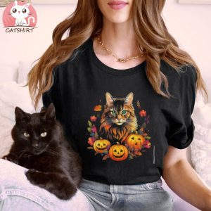 Cat Pumpkin Thanksgiving Fall Halloween Shirt