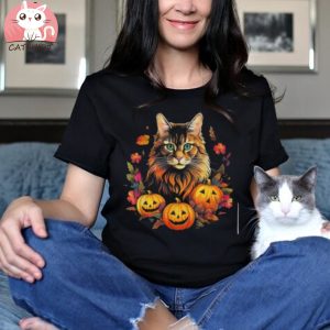 Cat Pumpkin Thanksgiving Fall Halloween Shirt