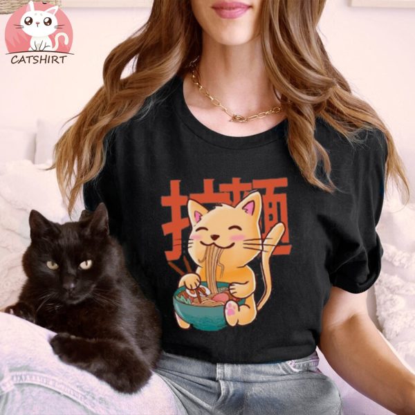 Cat Ramen Graphic T Shirt