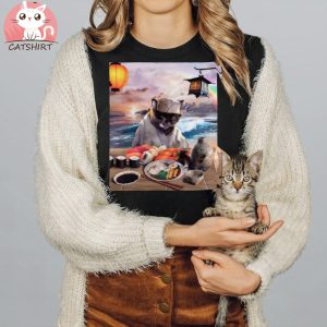 Cat Ramen On Beach T Shirt