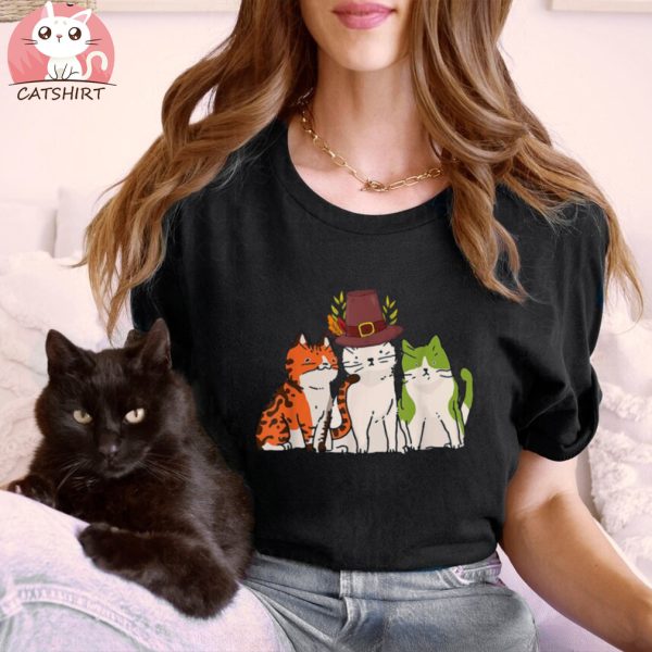 Cat Thanksgiving Day Cute Kitten Kitty Fall Autumn Shirt