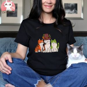 Cat Thanksgiving Day Cute Kitten Kitty Fall Autumn Shirt