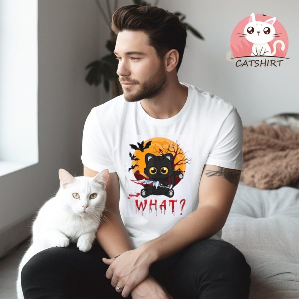 Cat What Murderous Black Cat With Knife Halloween Shirt