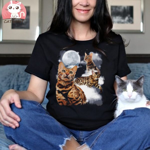 Cat With Moon Custom Your Own Photo Here Unisex T shirt