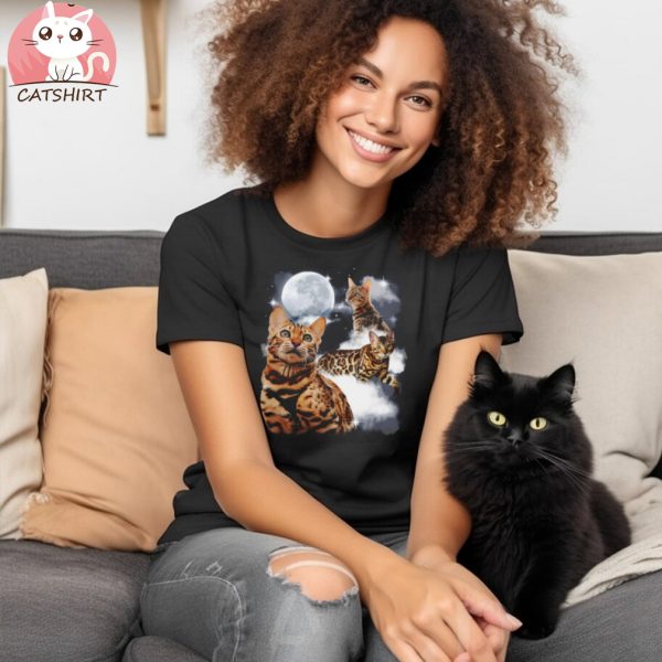 Cat With Moon Custom Your Own Photo Here Unisex T shirt