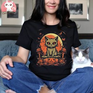 Cat Zombie Halloween Kitten Pumpkin Men Women Kids Unisex Shirt