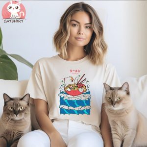 Cat and Ramen in the Wave T Shirt