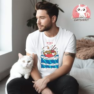 Cat and Ramen in the Wave T Shirt