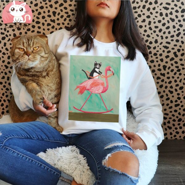 Cat on a Rocking Flamingo Classic T Shirt