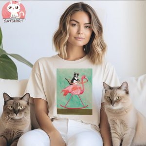 Cat on a Rocking Flamingo Classic T Shirt