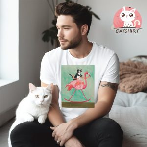 Cat on a Rocking Flamingo Classic T Shirt