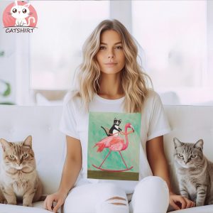 Cat on a Rocking Flamingo Classic T Shirt