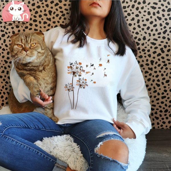 Cats Flower Fly Dandelion Shirt Cute Cat Lover T Shirt Cat Lover Gift, Funny Cat Shirt, Summer Shirt, Cool Cat, Cat Shirt