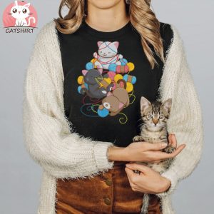 Cats Play With Yarn Kawaii T shirt