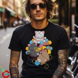 Cats Play With Yarn Kawaii T shirt