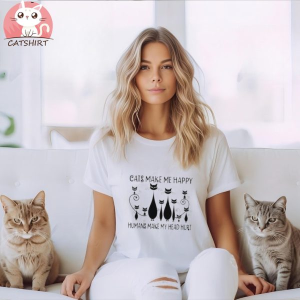 Cats make me happy humans make my head hurt shirt