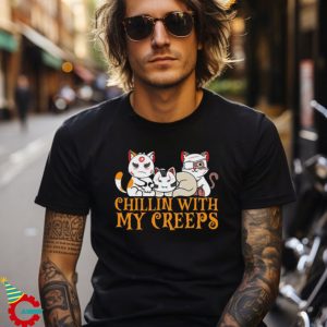 Chillin With My Creeps Cat Serial Killer Halloween Horror T shirt