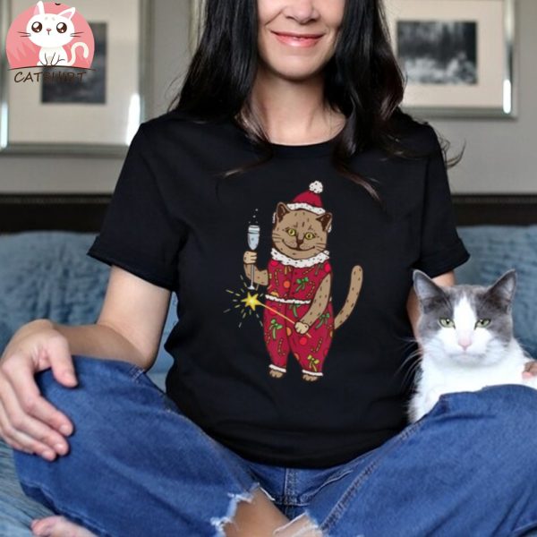 Christmas Cat Kitty New Year Xmas Party Funny Animal Shirt