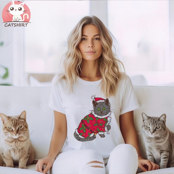 Christmas Cat New Year Xmas Party Funny Animals Shirt