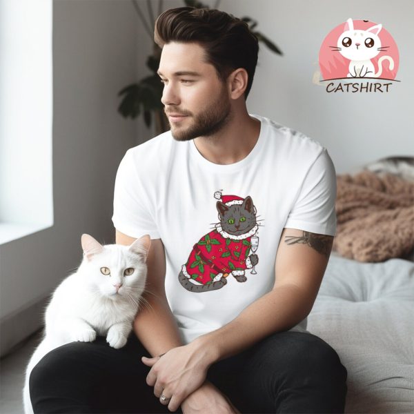 Christmas Cat New Year Xmas Party Funny Animals Shirt