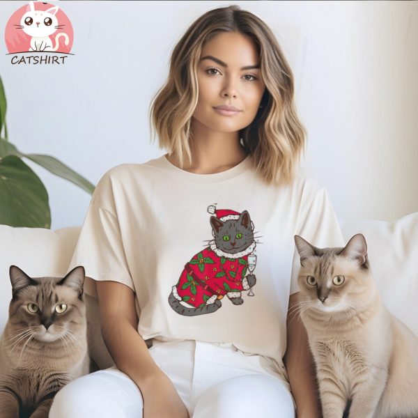 Christmas Cat New Year Xmas Party Funny Animals Shirt