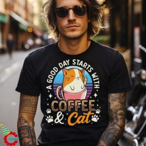 Coffee And Cats Owner Feline Love Stylish Apparel for Cat Lover Tee Cat Parents Shirt Kitten Gift T Shirt