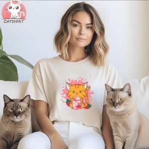 Comfort Colors Cat Strawberry Milk Shirt