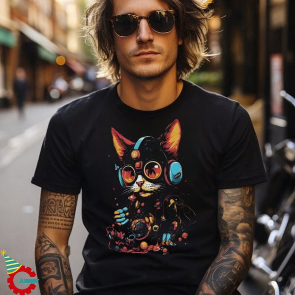 Cool DJ cat t shirt