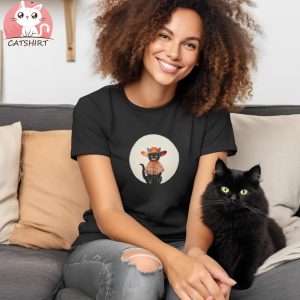 Cowgirl Cat Shirt, Colorful Cat Tee Shirt