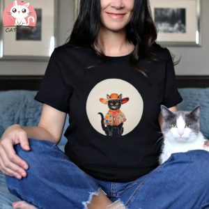 Cowgirl Cat Shirt, Colorful Cat Tee Shirt