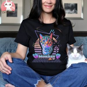 Custom 80s Retro Wave Aesthetic Personalized Pet Portrait Shirt