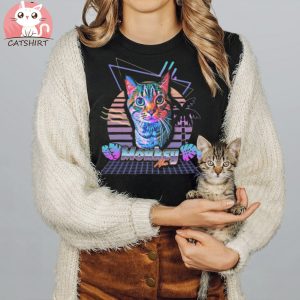 Custom 80s Retro Wave Aesthetic Personalized Pet Portrait Shirt