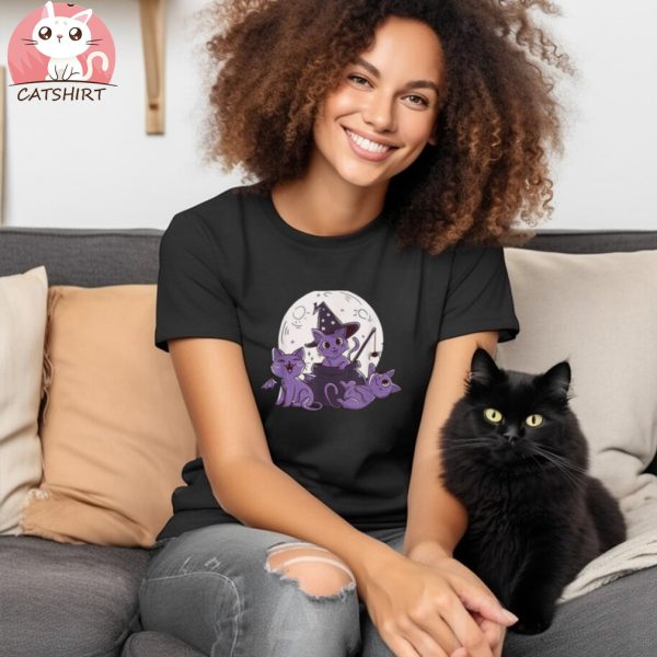 Cute Black Cats Moon Halloween Cat Shirt