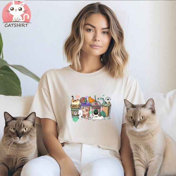 Cute Cat Coffee Cups T shirt