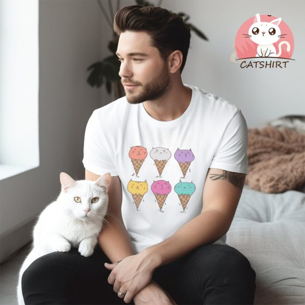 Cute Cat Ice Cream Tee Shirt