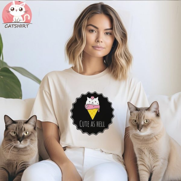 Cute Cat Ice Cream Women's Crewneck T shirt