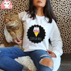 Cute Cat Ice Cream Women's Crewneck T shirt