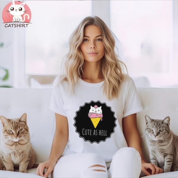 Cute Cat Ice Cream Women's Crewneck T shirt