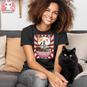 Cute Cat Ramen Bowl Japanese Noodle Shirt