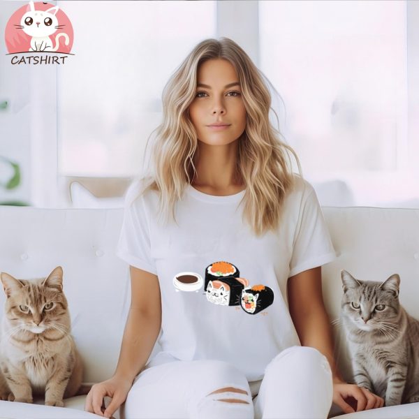 Cute Cat Sushi Rolls T Shirt