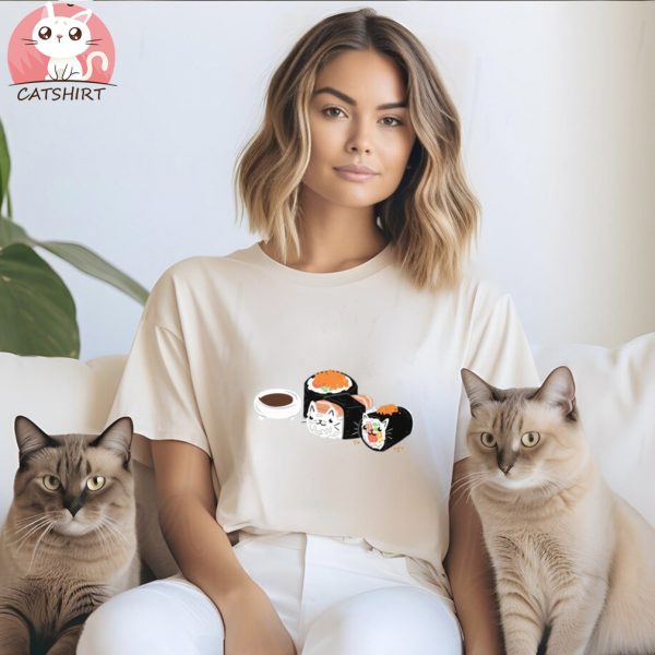 Cute Cat Sushi Rolls T Shirt