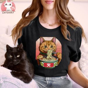 Cute Cat eating Ramen Tee Shirt