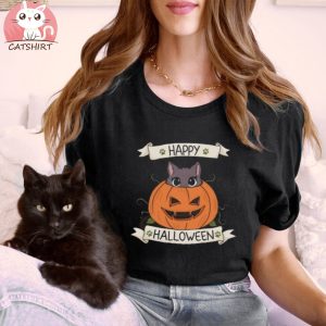 Cute Cat in Pumpkin – Halloween T Shirt