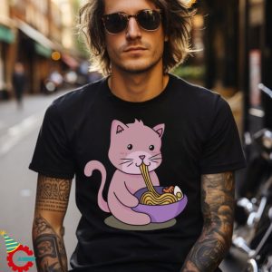 Cute Cat with Ramen Kawaii Designs T Shirt