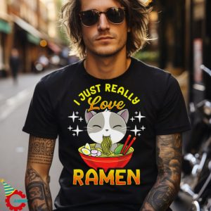 Cute & Funny I Just Really Love Ramen Anime Cat T Shirts