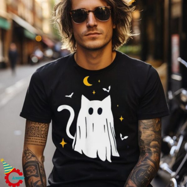 Cute Ghost Cat Funny Halloween Outfit Shirt