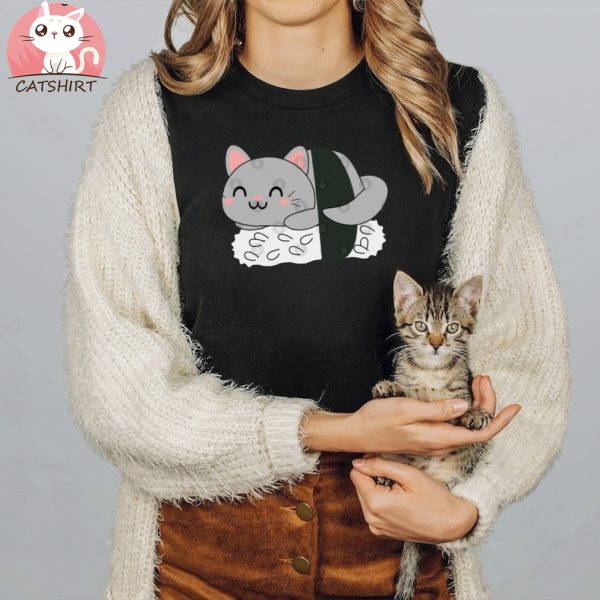 Cute Grey Sushi Cat T Shirt