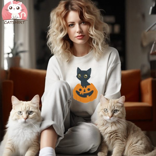 Cute Halloween Black Cat Kids Shirt